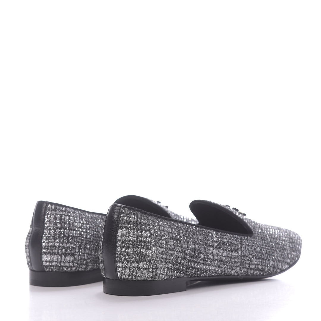 CHANEL FANTASY TWEED GROSGRAIN CC MOCCASIN LOAFERS