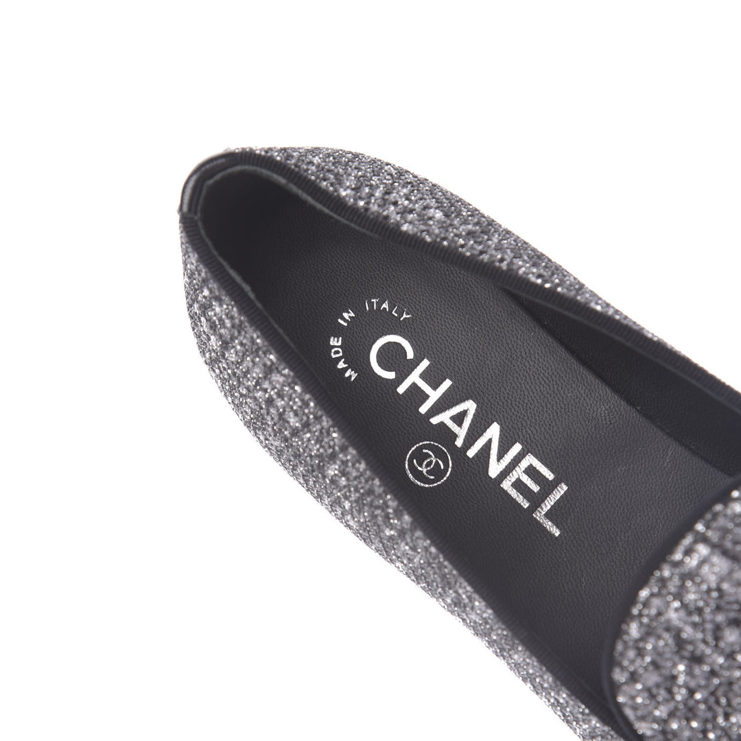 CHANEL FANTASY TWEED GROSGRAIN CC MOCCASIN LOAFERS
