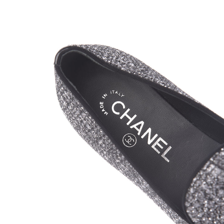 CHANEL FANTASY TWEED GROSGRAIN CC MOCCASIN LOAFERS