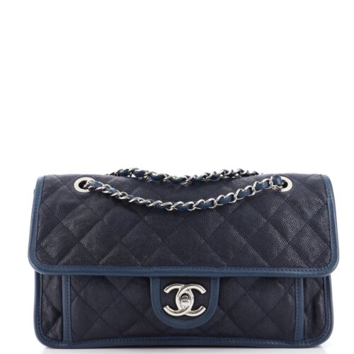 CHANEL FRENCH RIVIERA QUILTED CAVIAR MEDIUM FLAP BAG