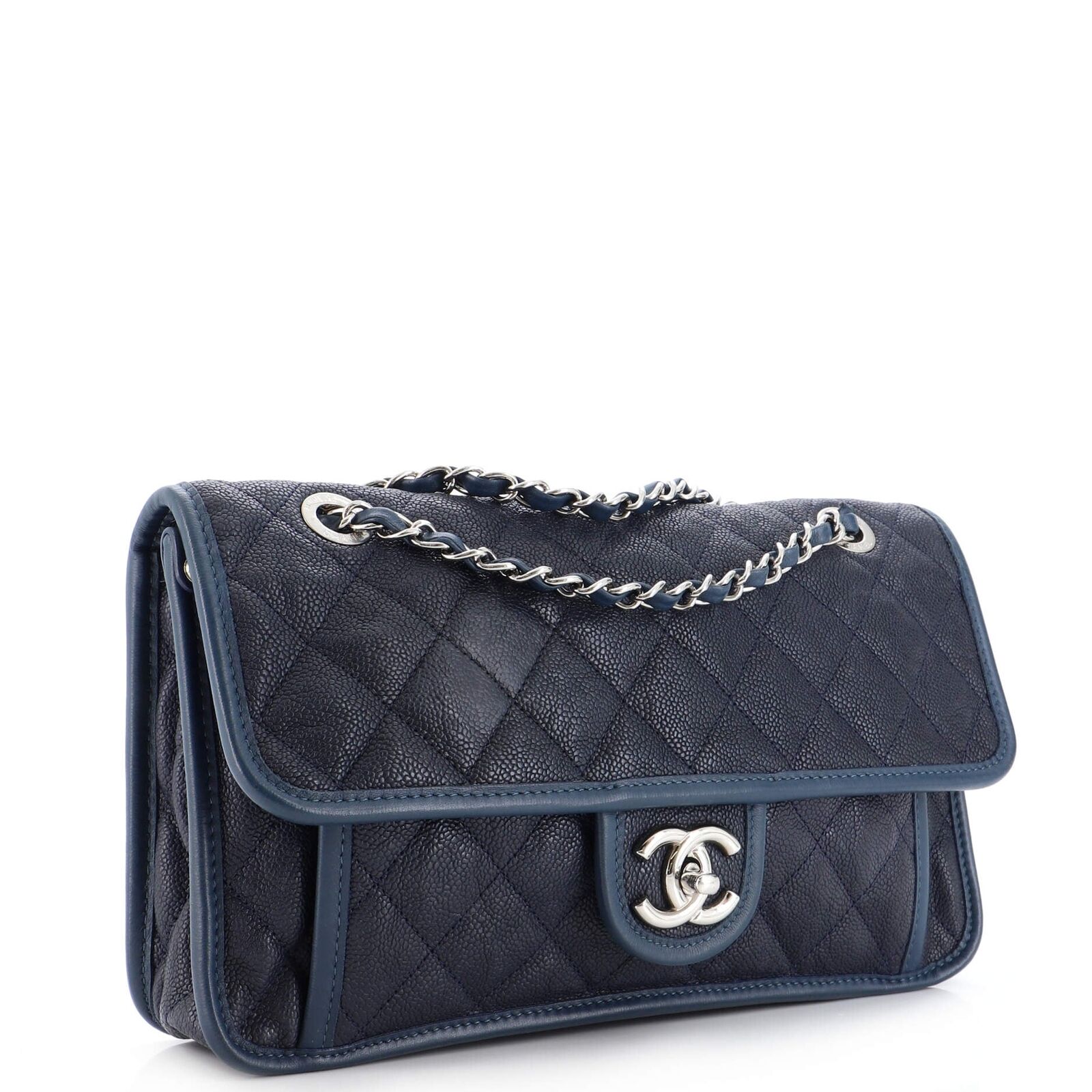 Chanel Dark White Quilted Caviar Leather French Riviera Medium
