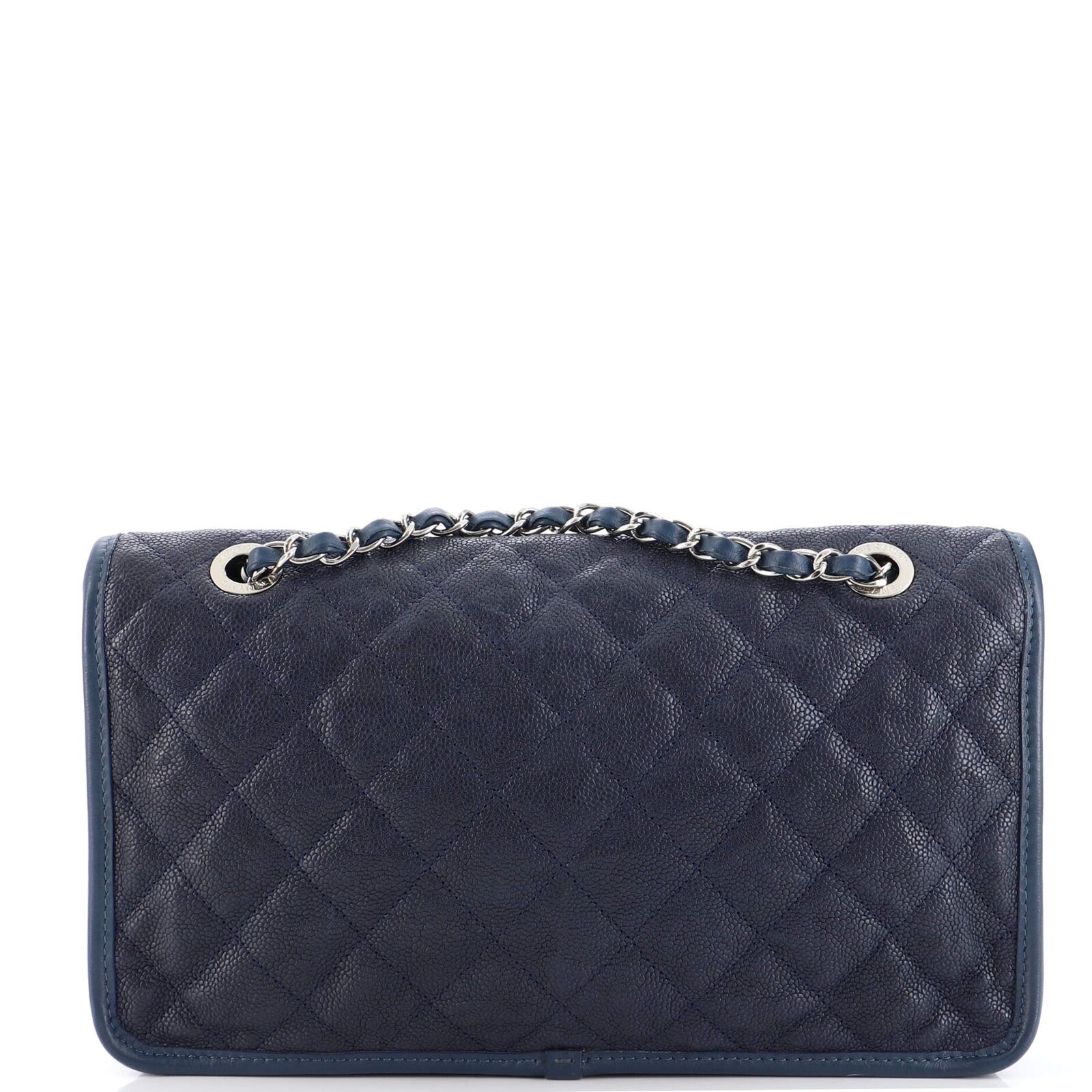 Chanel Black French Riviera Flap Bag Medium Quilted Caviar Leather