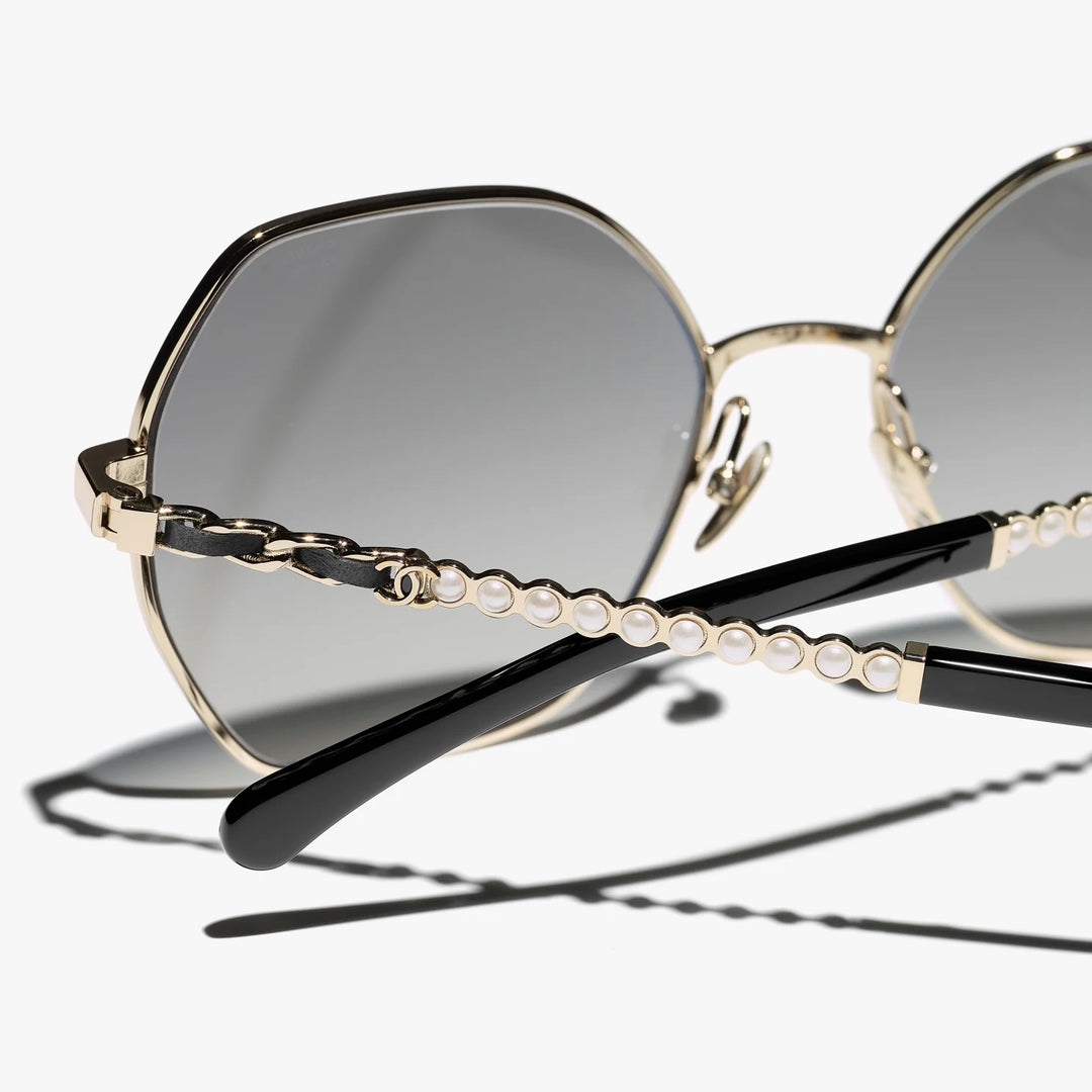 CHANEL GOLD &amp; BLACK SQUARE SUNGLASSES