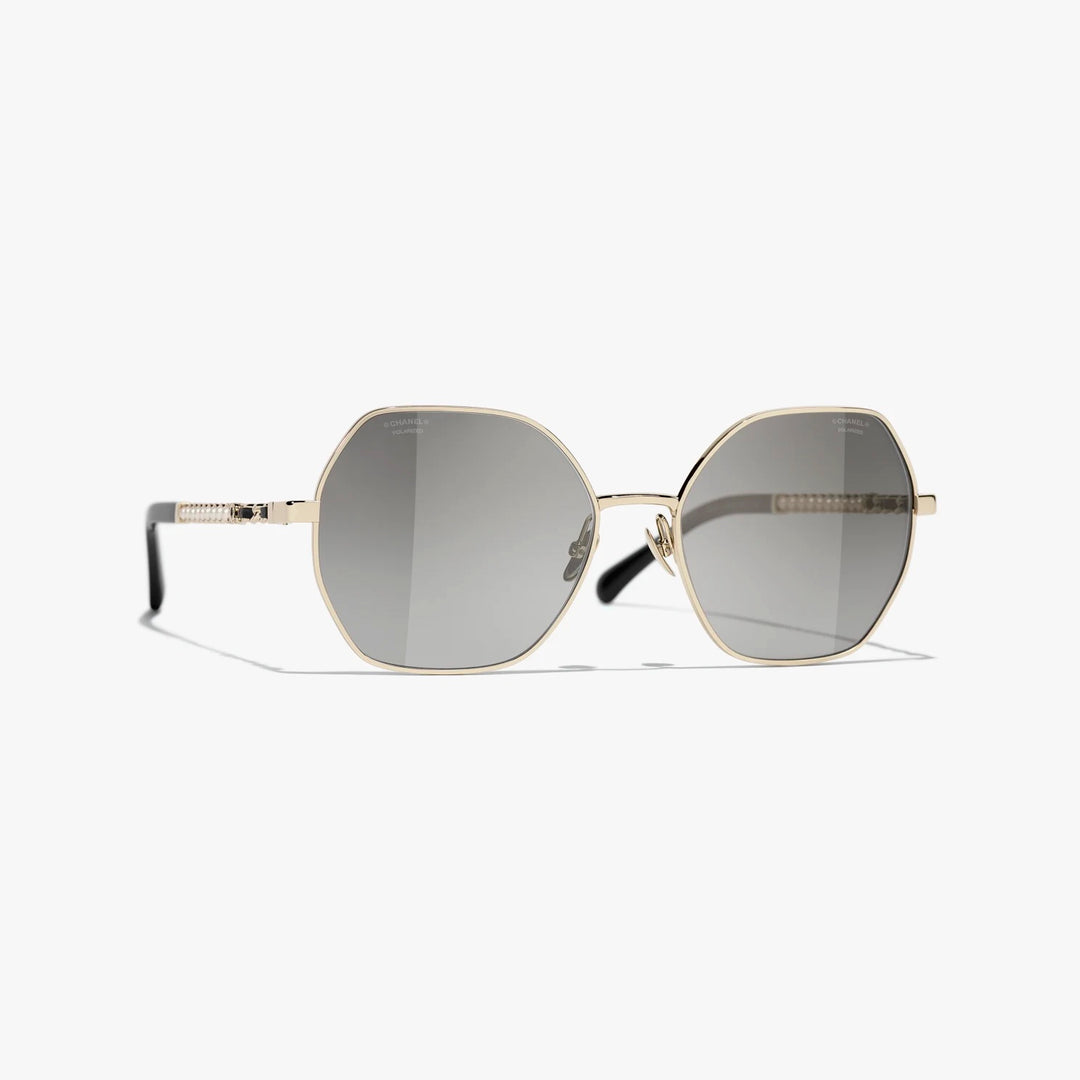 CHANEL GOLD &amp; BLACK SQUARE SUNGLASSES