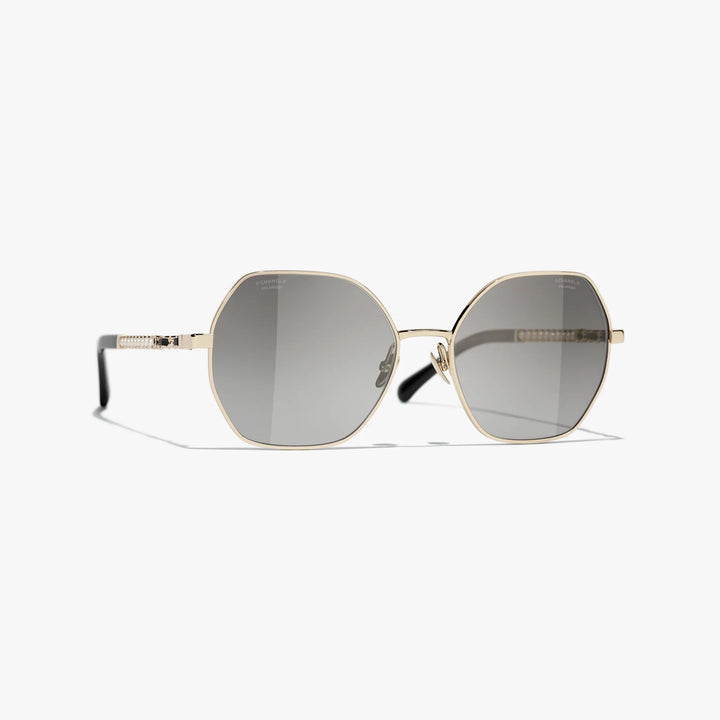 CHANEL GOLD &amp; BLACK SQUARE SUNGLASSES