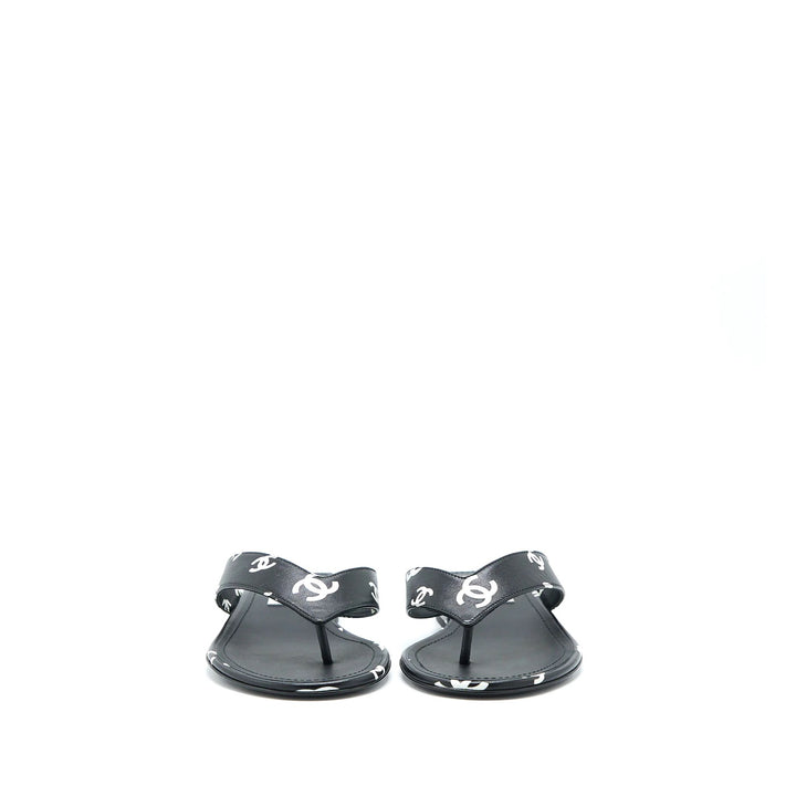 CHANEL INTERLOCKING CC LOGO LAMBSKIN SLIDES