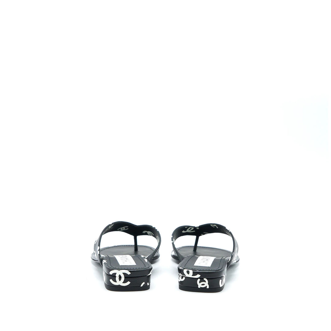 CHANEL INTERLOCKING CC LOGO LAMBSKIN SLIDES