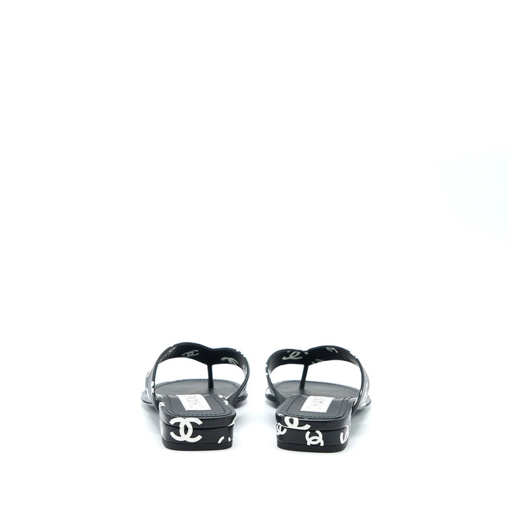 CHANEL INTERLOCKING CC LOGO LAMBSKIN SLIDES