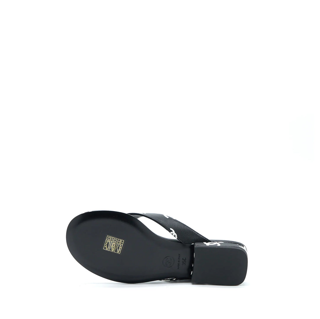 CHANEL INTERLOCKING CC LOGO LAMBSKIN SLIDES