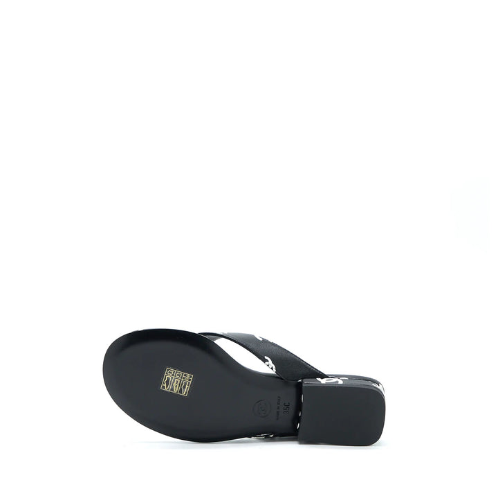 CHANEL INTERLOCKING CC LOGO LAMBSKIN SLIDES