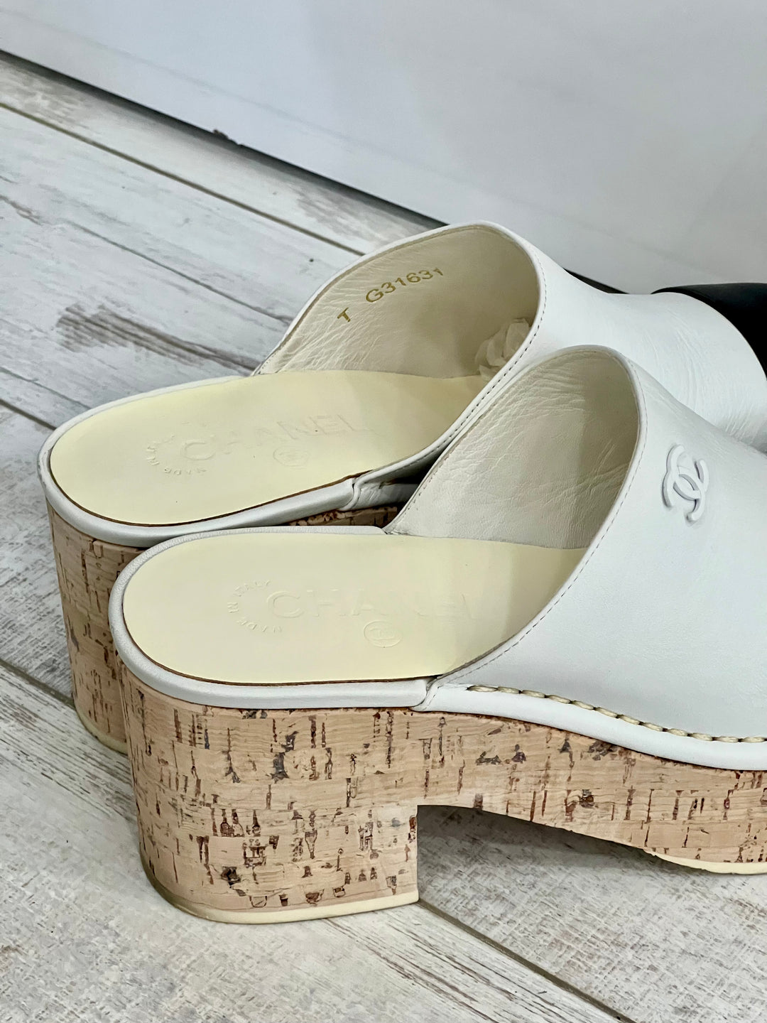 CHANEL INTERLOCKING CC LOGO MULES CLOGS