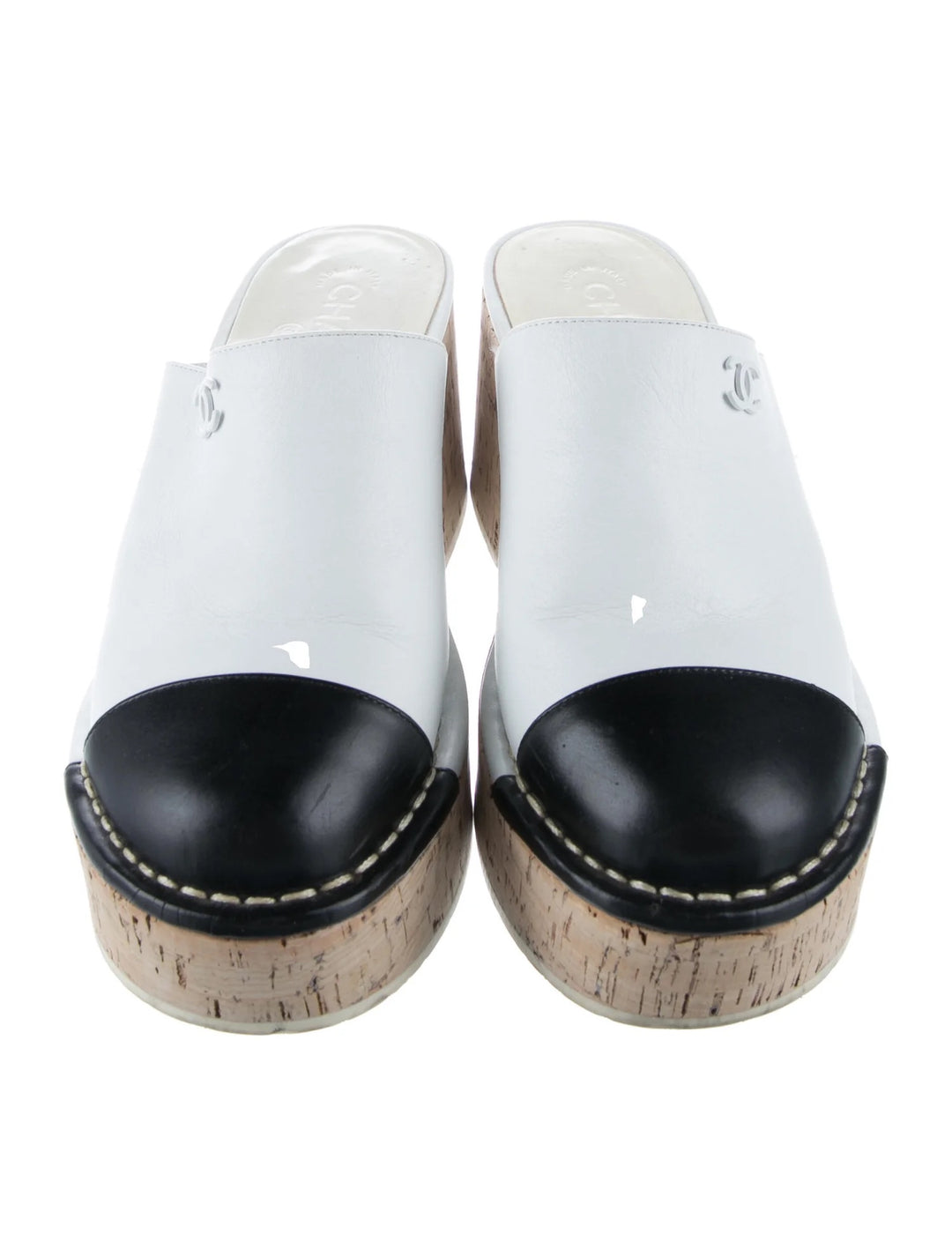 CHANEL INTERLOCKING CC LOGO MULES CLOGS