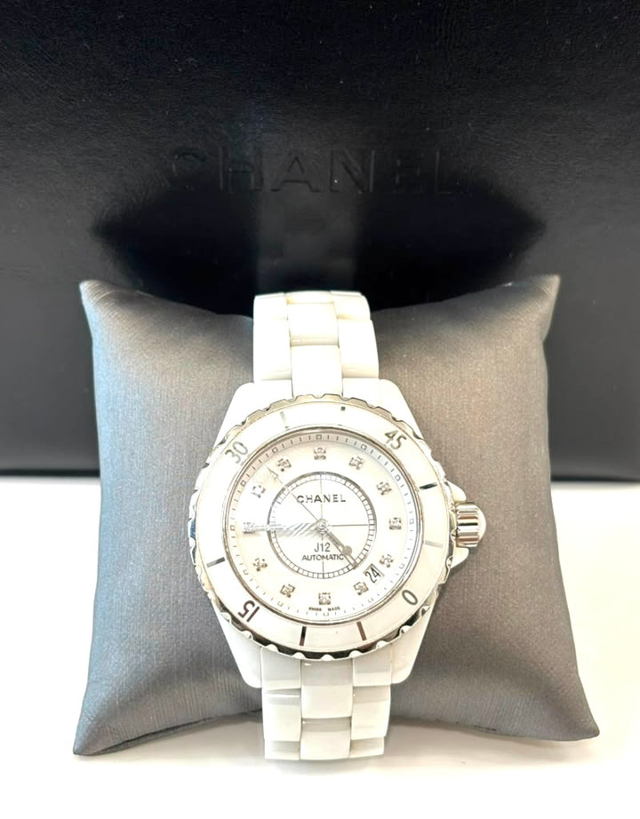 CHANEL J12 CALIBER 12.1 38MM DIAMOND WHITE CERAMIC WATCH