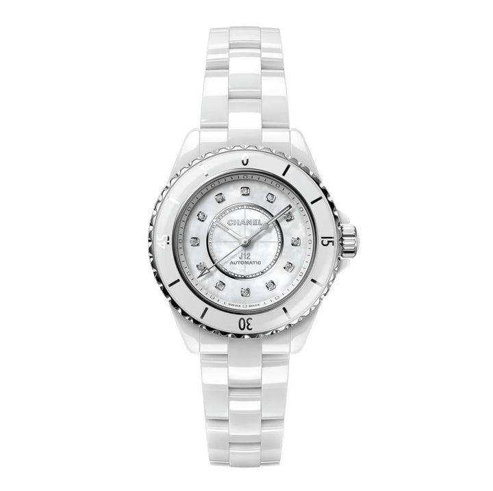 CHANEL J12 CALIBER 12.1 38MM DIAMOND WHITE CERAMIC WATCH