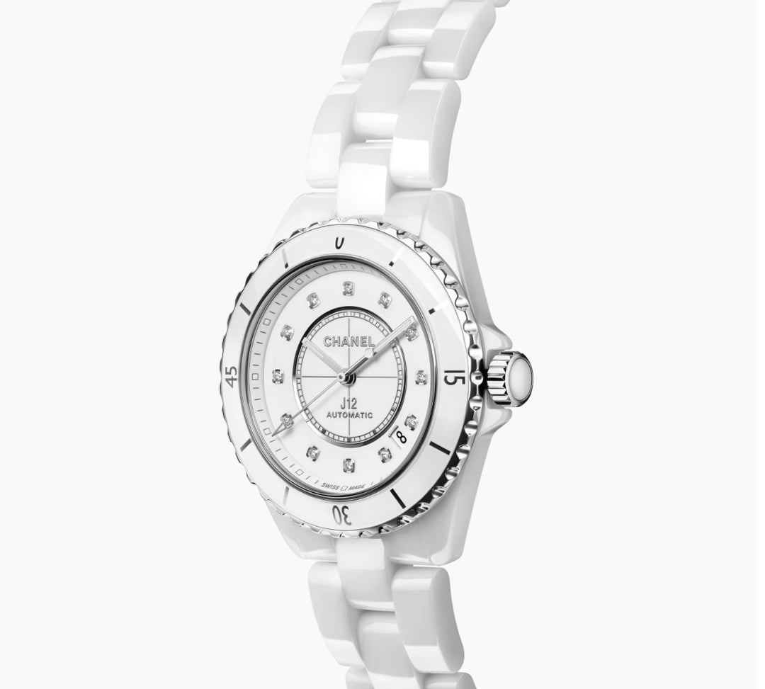 CHANEL J12 CALIBER 12.1 38MM DIAMOND WHITE CERAMIC WATCH