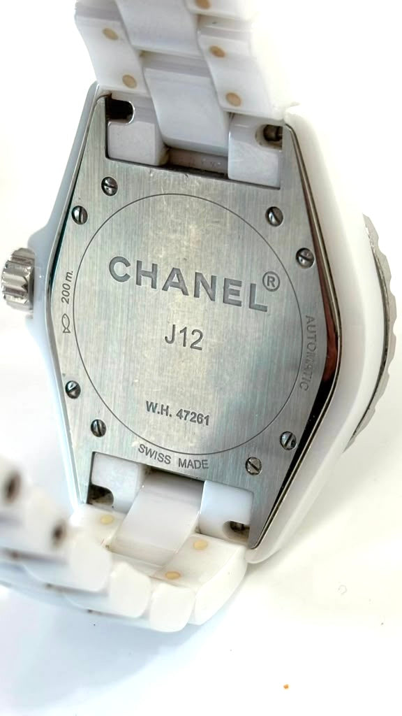 CHANEL J12 CALIBER 12.1 38MM DIAMOND WHITE CERAMIC WATCH