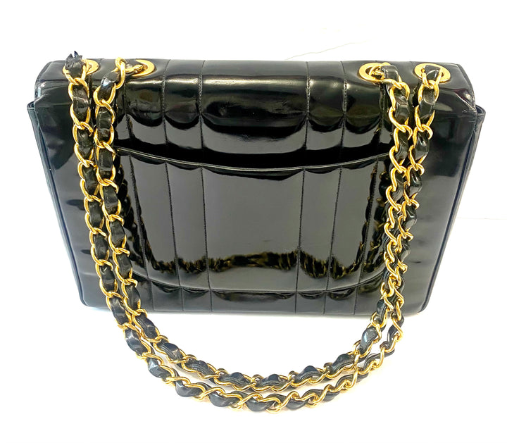 CHANEL JUMBO MADEMOISELLE VERTICAL QUILT VINTAGE PATENT LEATHER BAG