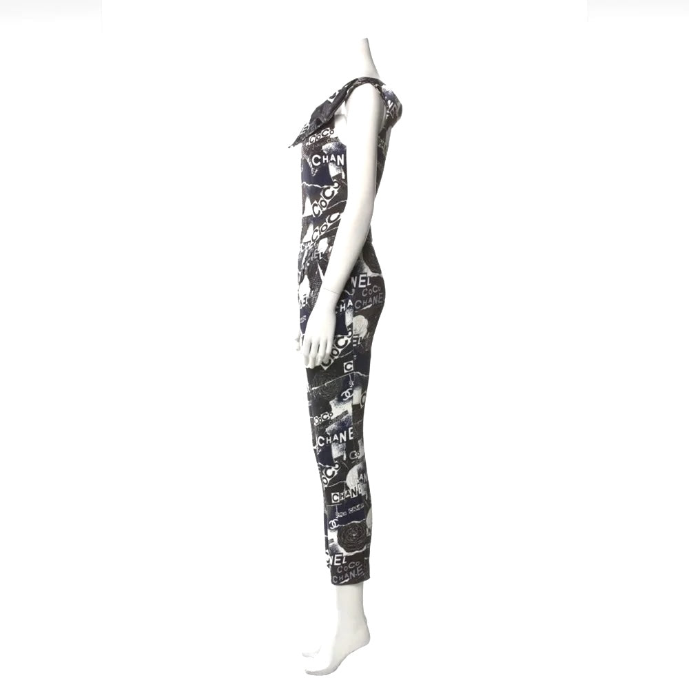 CHANEL CC LOGO CAMELLIA PRINTED JUMPSUIT