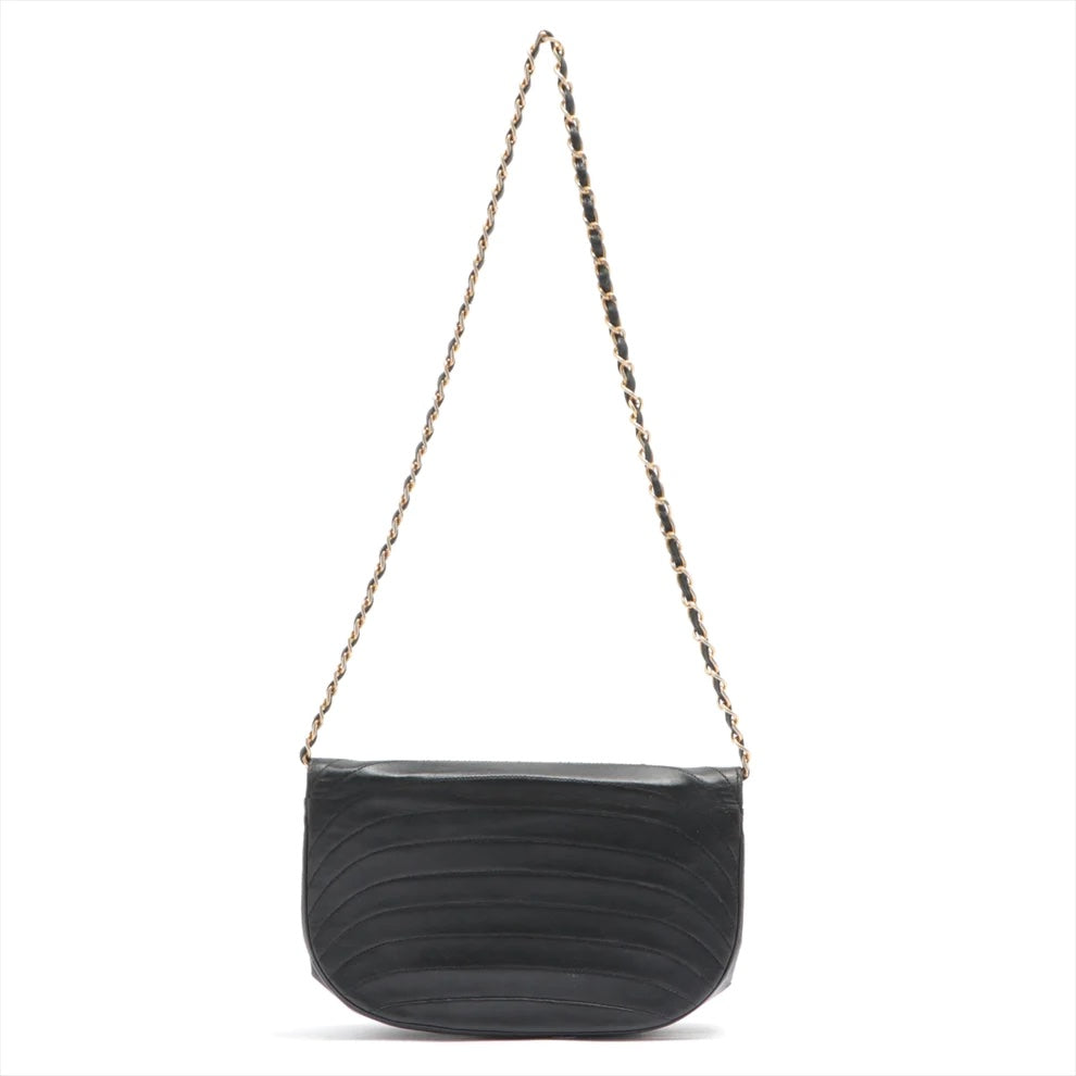 CHANEL LAMBSKIN LEATHER HALF MOON SHOULDER BAG
