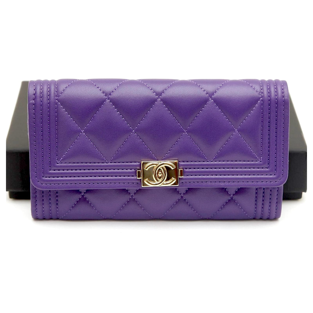 CHANEL QUILTED LAMBSKIN LEATHER LE BOY WALLET
