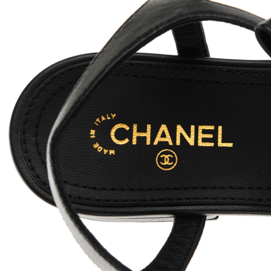 CHANEL CC PEARL BOW GLADIATOR SANDALS