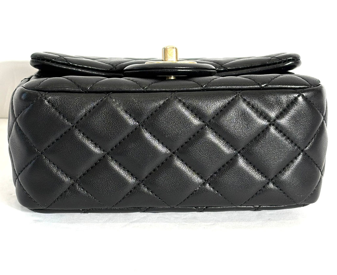 CHANEL LAMBSKIN LEATHER MINI PEARL CRUSH SQUARE FLAP BAG