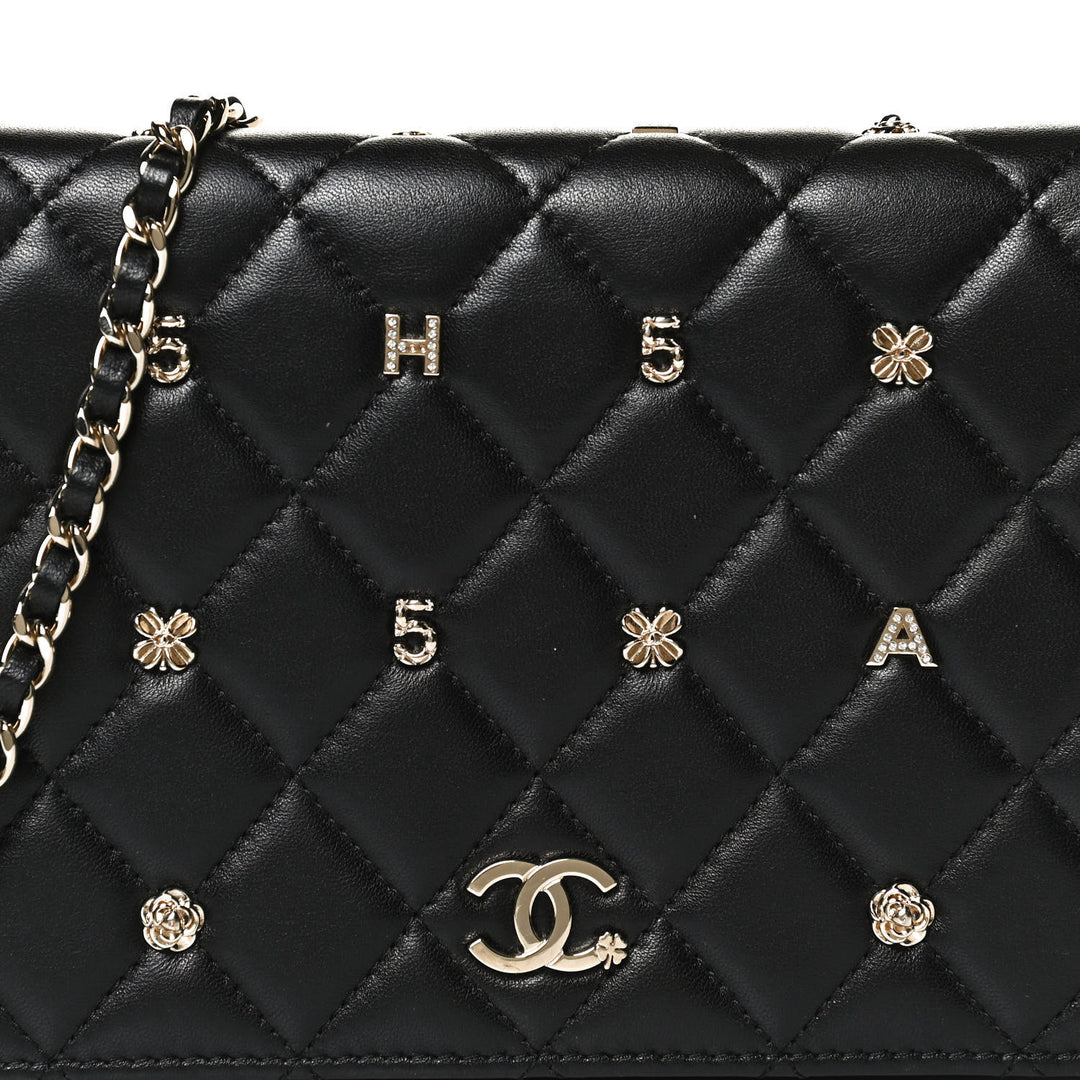 CHANEL QUILTED LAMBSKIN ALL ABOUT CHANEL WALLET ON A CHAIN