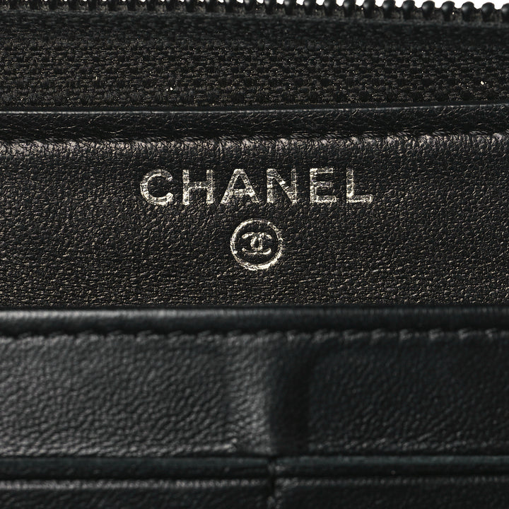 CHANEL QUILTED LAMBSKIN BOY ZIP AROUND WALLET