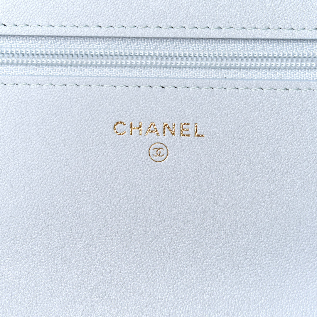 CHANEL QUILTED LAMBSKIN CHANEL 19 WALLET ON A CHAIN