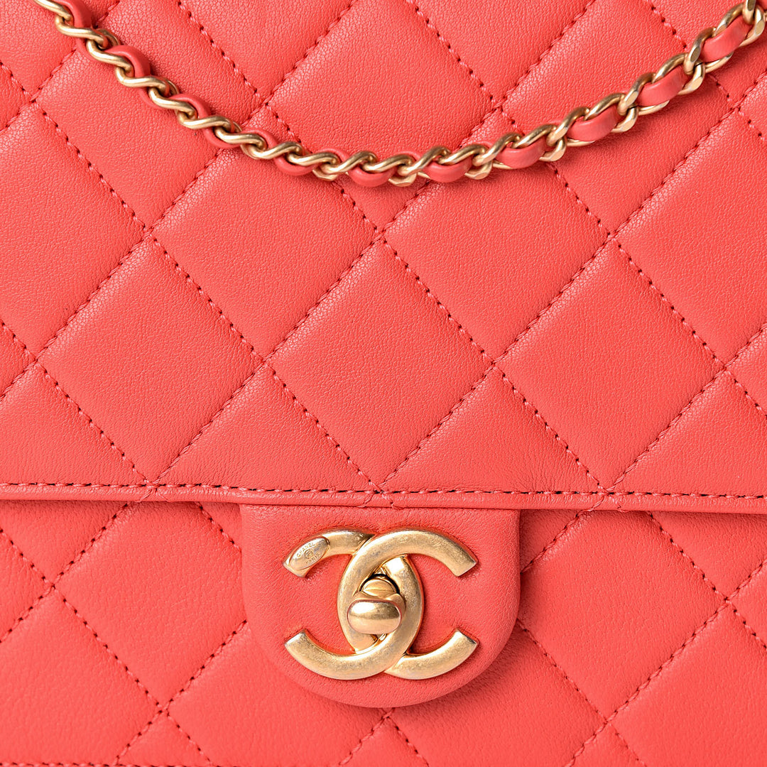 CHANEL QUILTED LAMBSKIN PEARL CHAIN MEDIUM FLAP BAG