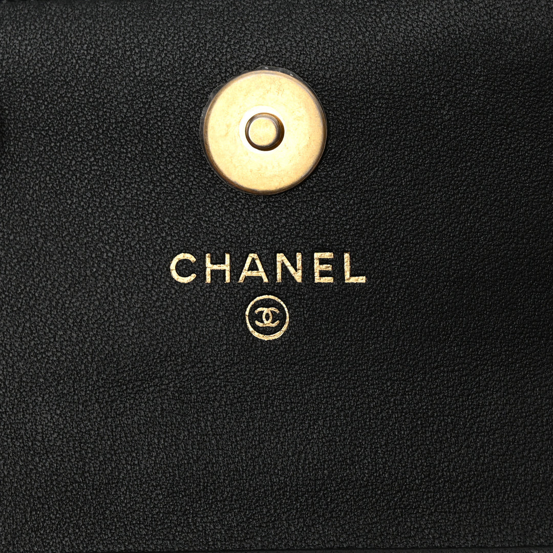 CHANEL LAMBSKIN QUILTED PEARL CRUSH MINI CLUTCH WITH CHAIN