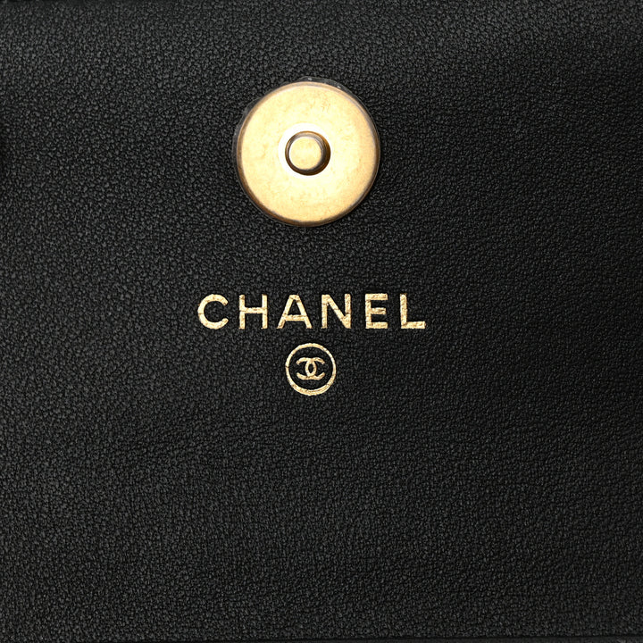 CHANEL LAMBSKIN QUILTED PEARL CRUSH MINI CLUTCH WITH CHAIN