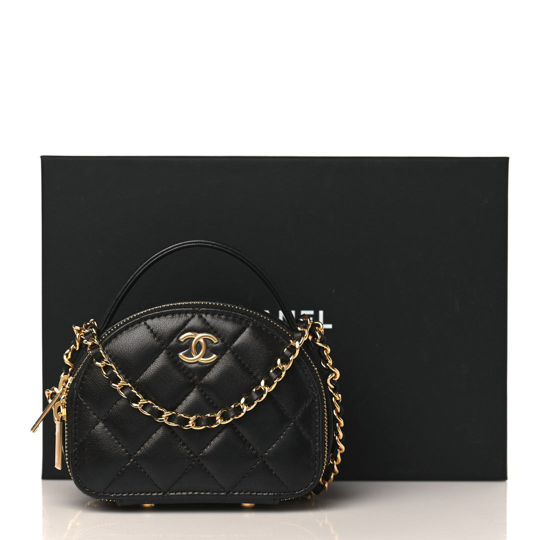 CHANEL QUILTED LAMBSKIN SMALL CHIC RIVIERA TOP HANDLE BAG