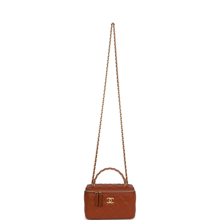 CHANEL LAMBSKIN QUILTED SMALL TOP-HANDLE CHAIN VANITY BAG