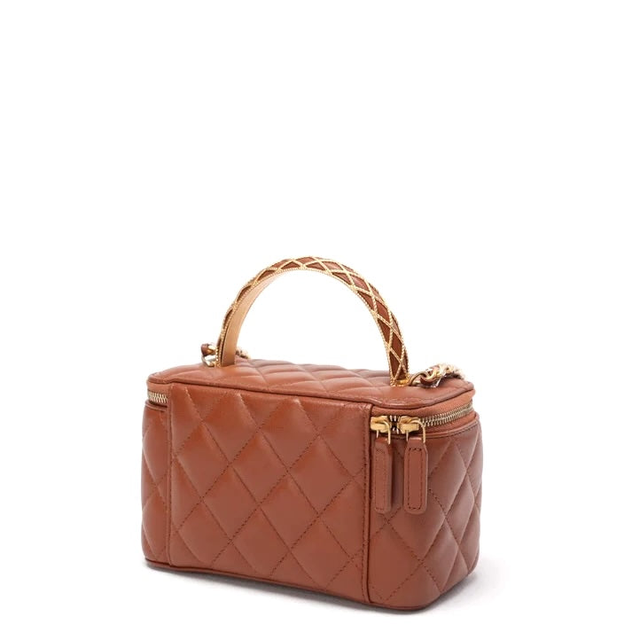 CHANEL LAMBSKIN QUILTED SMALL TOP-HANDLE CHAIN VANITY BAG