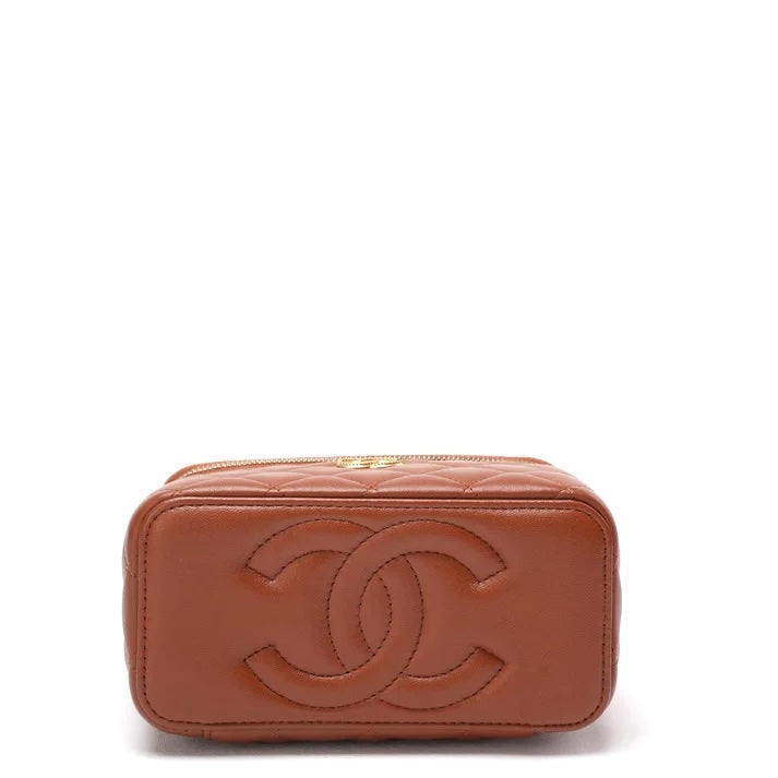 CHANEL LAMBSKIN QUILTED SMALL TOP-HANDLE CHAIN VANITY BAG