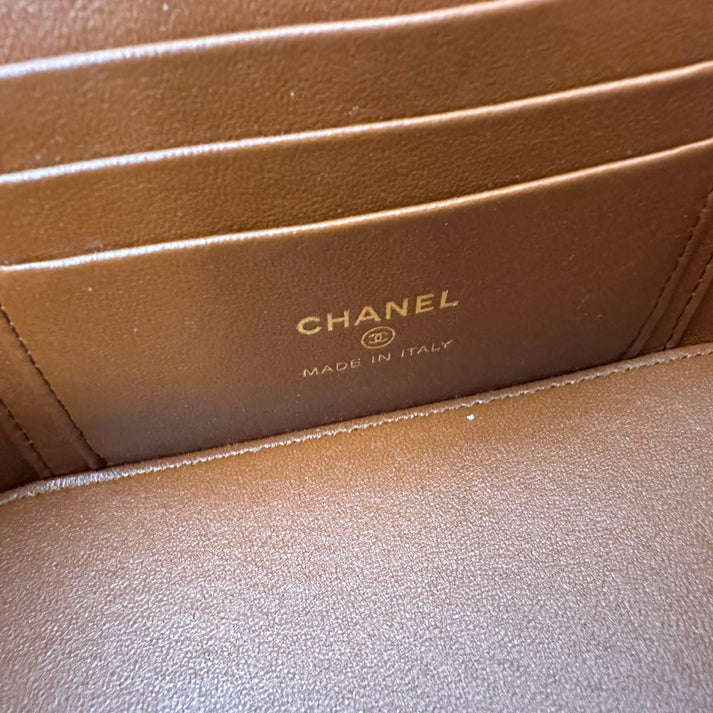 CHANEL LAMBSKIN QUILTED SMALL TOP-HANDLE CHAIN VANITY BAG