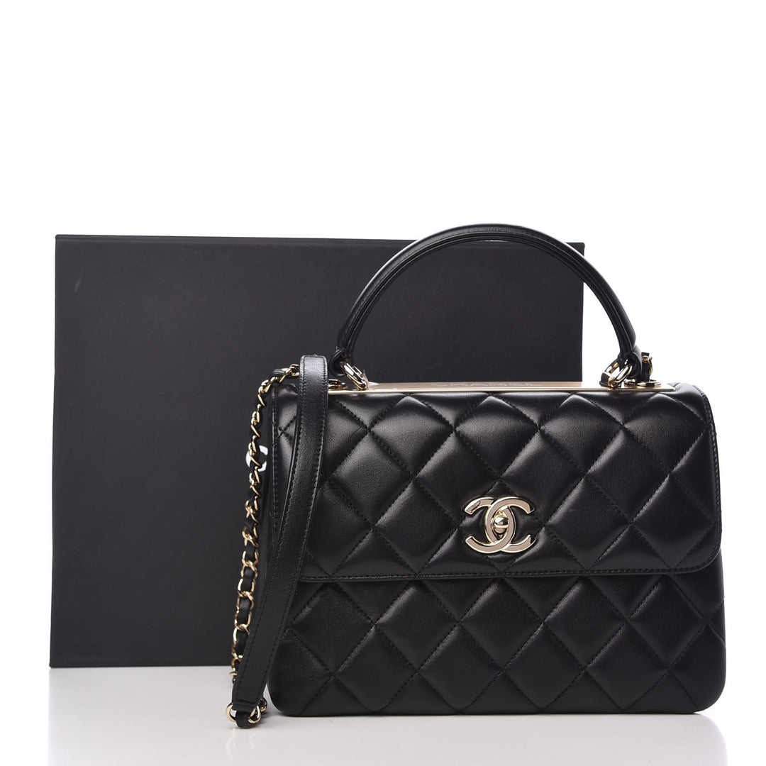 CHANEL QUILTED LAMBSKIN MEDIUM TRENDY CC HANDLE FLAP BAG