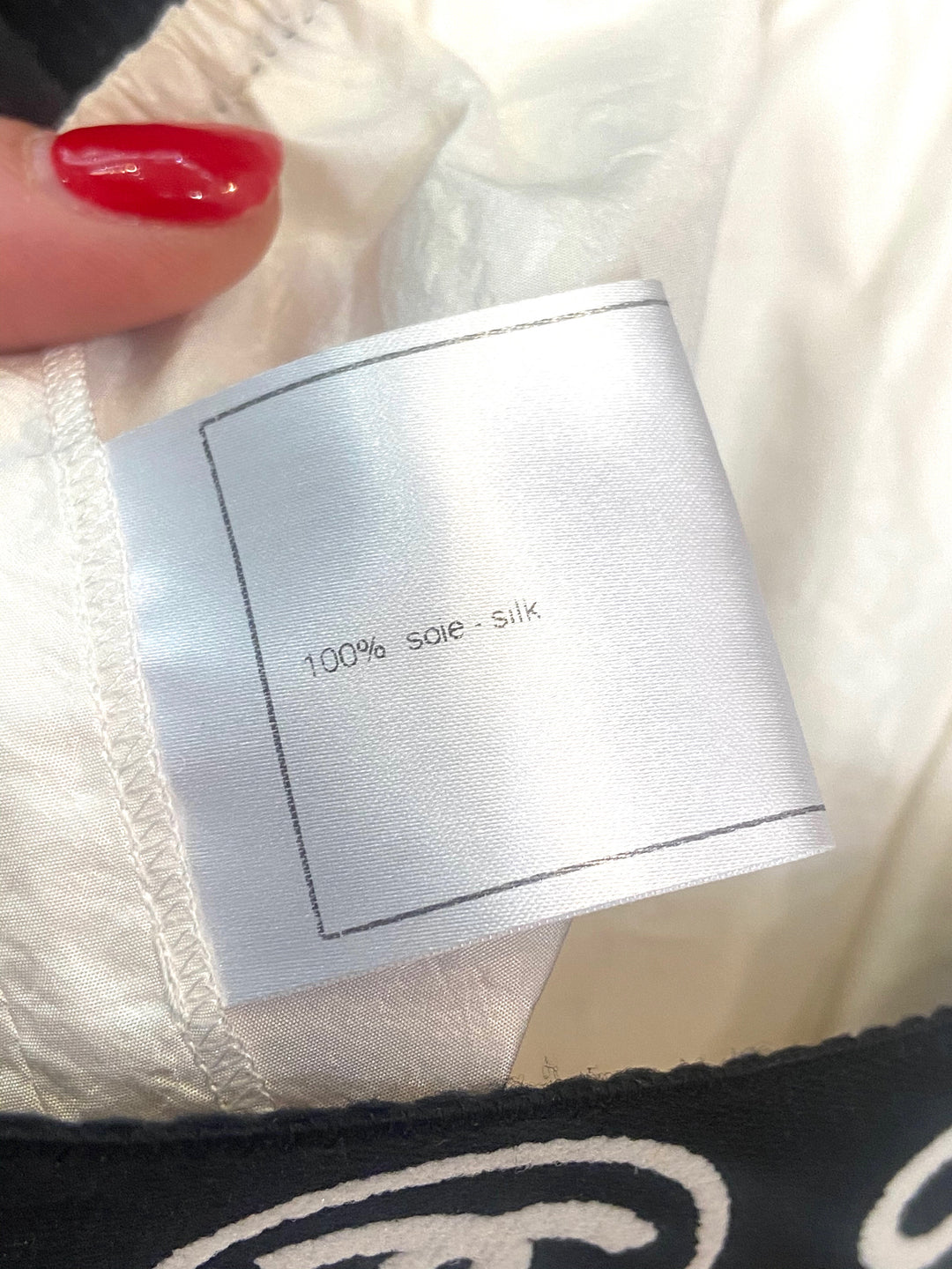 CHANEL LOGO WAIST SILK SKIRT