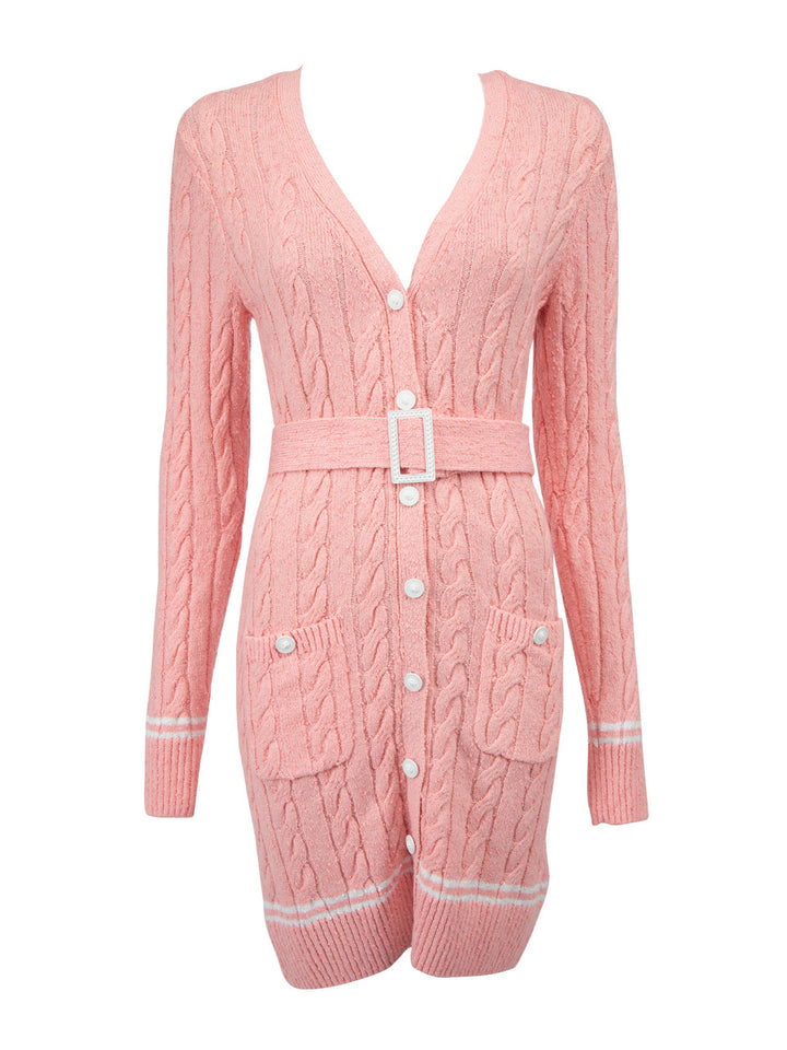 CHANEL LONG LINE BELTED KNIT CARDIGAN