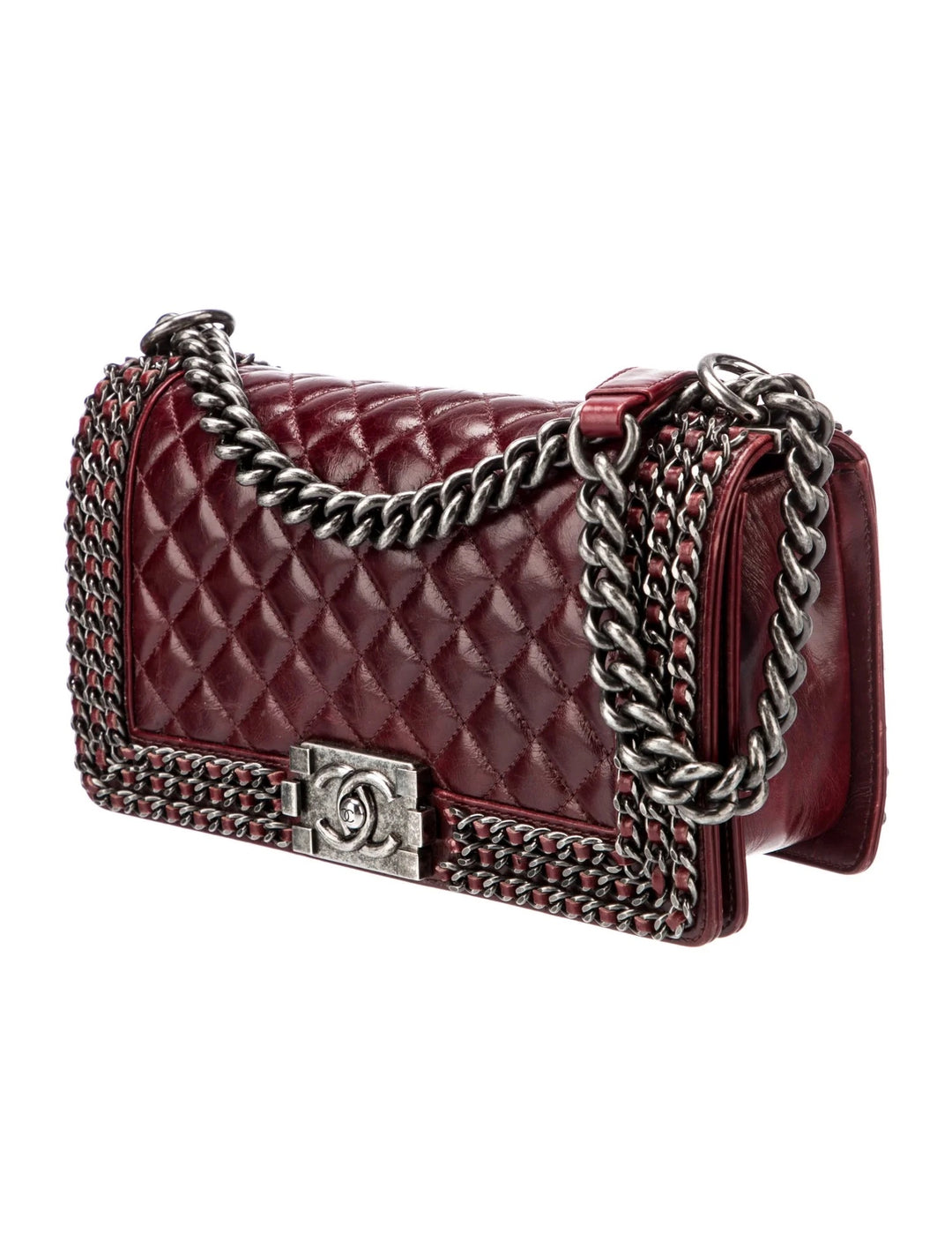 CHANEL QUILTED CALFSKIN LEATHER CHAIN AROUND MAXI BOY BAG