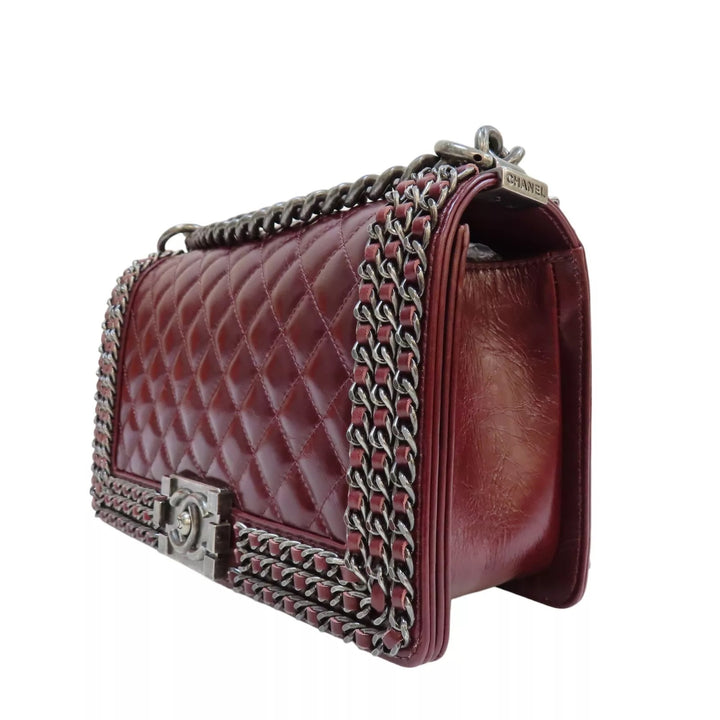 CHANEL QUILTED CALFSKIN LEATHER CHAIN AROUND MAXI BOY BAG