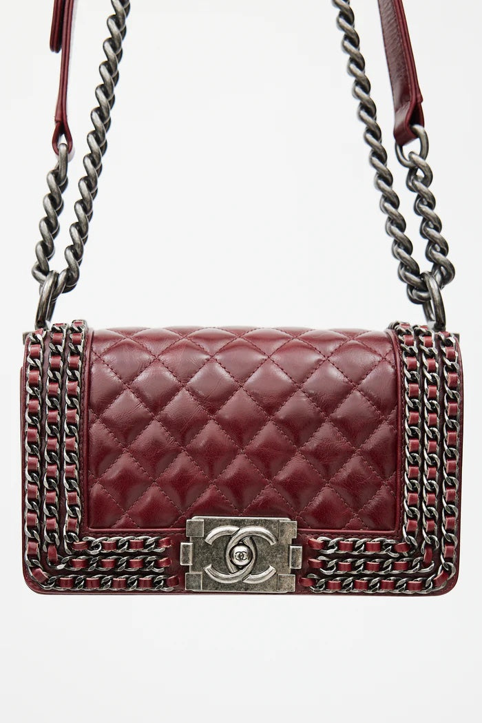 CHANEL QUILTED CALFSKIN LEATHER CHAIN AROUND MAXI BOY BAG