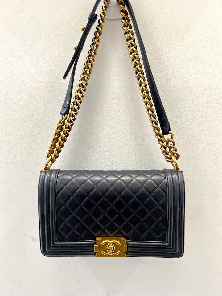 CHANEL LAMBSKIN QUILTED MEDIUM BOY FLAP BAG
