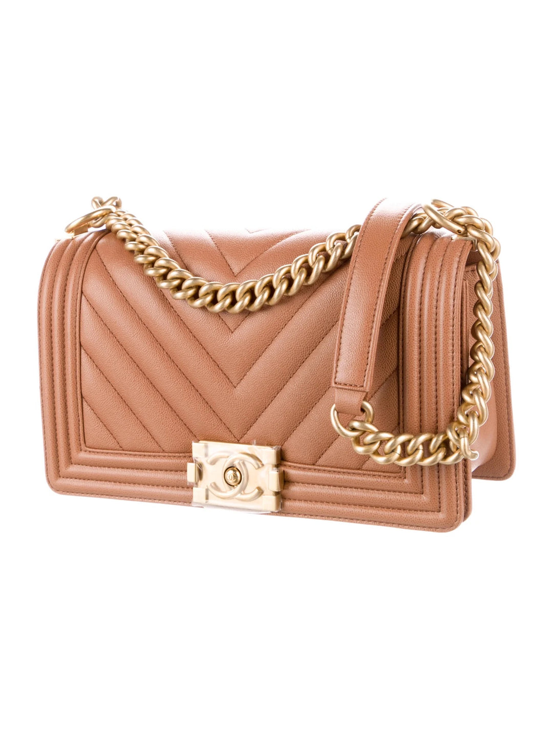 CHANEL CC MEDIUM BOY CHEVRON QUILTED CALFSKIN BAG