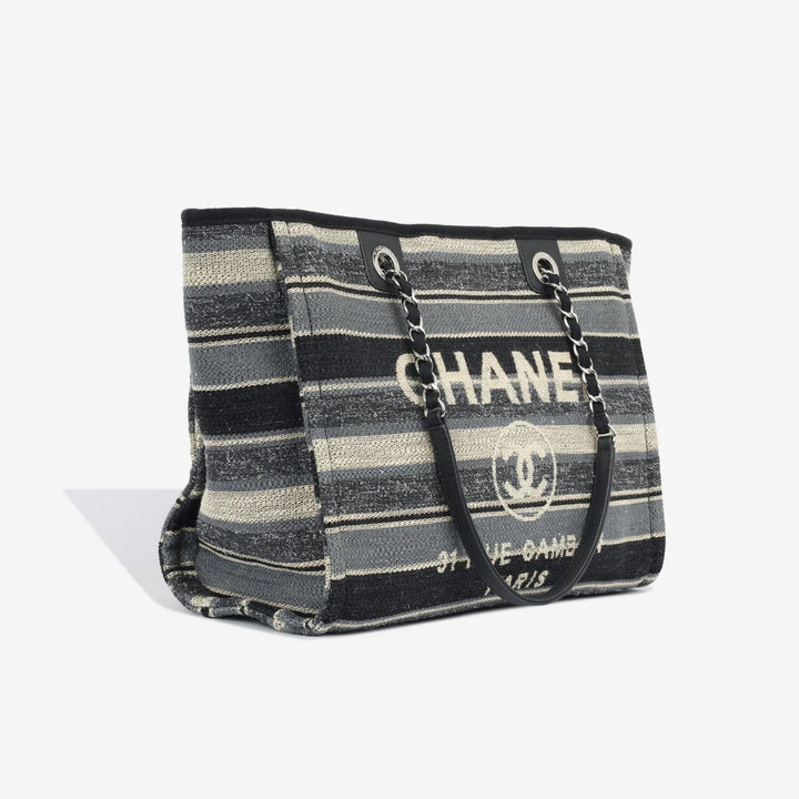 CHANEL MEDIUM DEAUVILLE STRIPE SHOPPING TOTE-HS