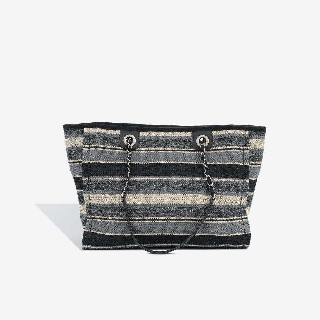 CHANEL MEDIUM DEAUVILLE STRIPE SHOPPING TOTE-HS