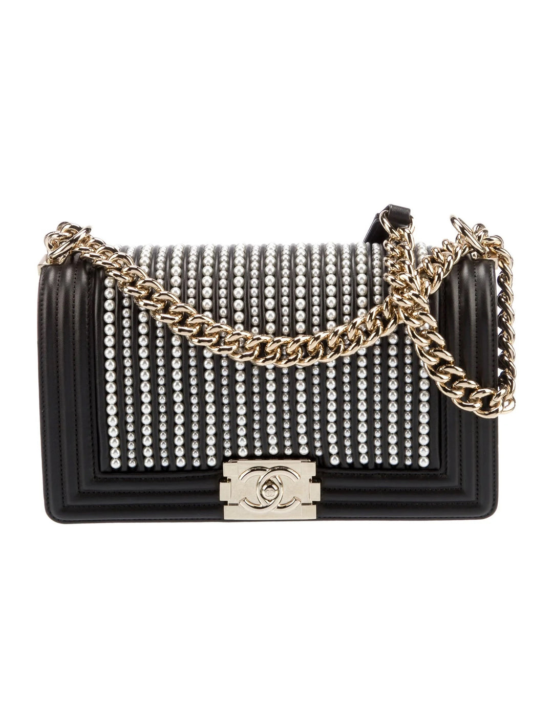 CHANEL CALFSKIN MEDIUM PEARL BOY BAG