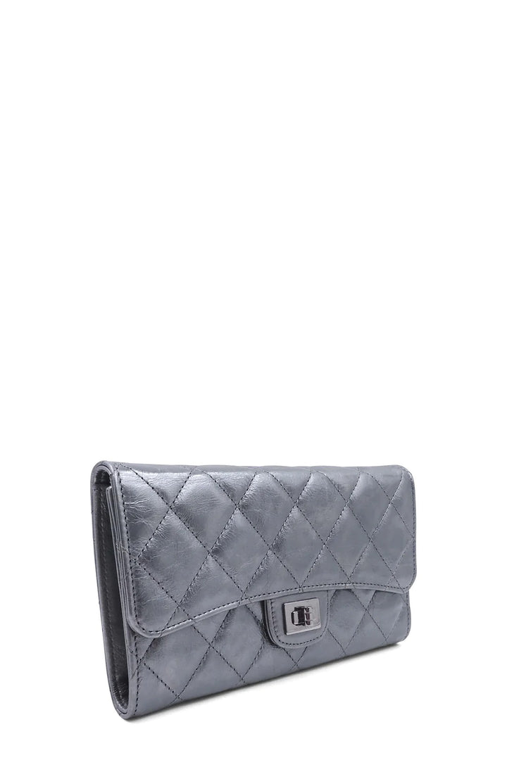 CHANEL METALLIC AGED CALFSKIN LEATHER QUILTED 2.55 REISSUE WALLET