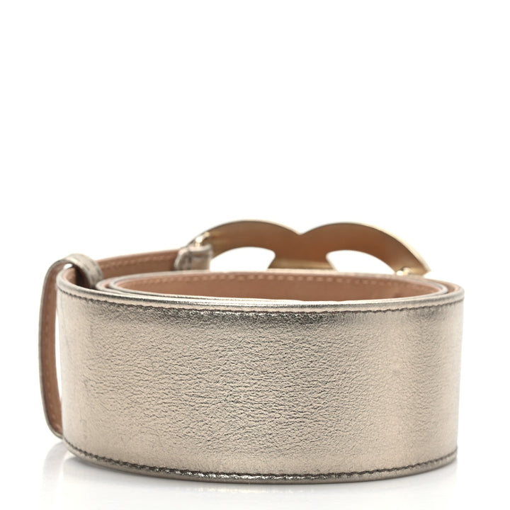 CHANEL METALLIC LAMBSKIN CC BUCKLE WIDE BELT – Caroline display picture 3